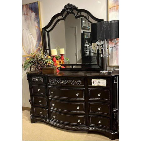 B1660 - Bankston : Tủ Ngang 12 Ngăn Kéo Và Khung Gương